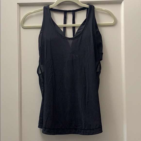 lululemon athletica Tops - Lululemon Black Workout Tank Sheer Built In Bra